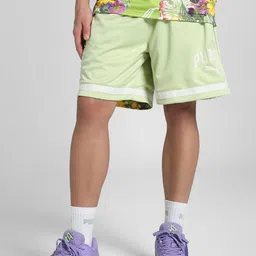 Puma Men Dunked In Florals Printed Mid-Rise Basketball Sports Shorts-38