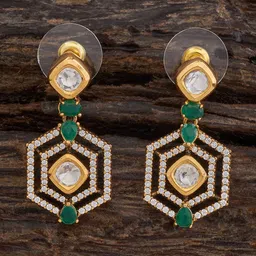 Kushal's Fashion Jewellery Kundan Studded Contemporary Drop Earrings-image-43