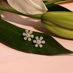 Mia by Tanishq Gold & Diamond Floral Flutter Stud Earrings-image-38
