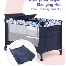 Babyhug Bouyant 3 in 1 Playpen cum Cot with Mosquito Net - Dark Blue image 5