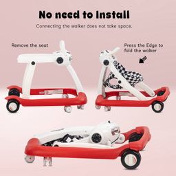 Baybee Lite 2 in 1 Twist Baby Activity Walker With Adjustable Height & Music - Red image 5