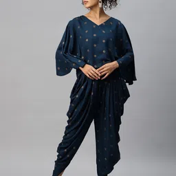 Cottinfab Printed V-Neck Top with Dhoti Pant-picture-21