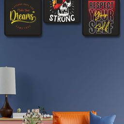 Myntra Elegant Homes Black & White 3 Pieces Motivational Quotes Printed Wooden Wall Art-image-96