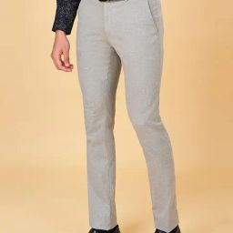Peregrine by Pantaloons Light Grey Slim Fit Trousers-image-49
