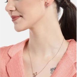 Zavya 92.5 Sterling Silver Greek Goddess In Rose Gold Necklace & Earring Set-image-74