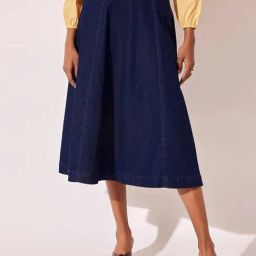 The Label Life Denim Blue A-Line Midi Skirt-image-23