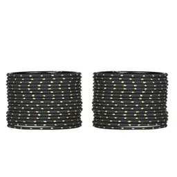 Arendelle Girls Set Of 48 Black Solid Metal Bangle-29