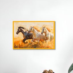 nestroots White & Brown Riders of the Radiance Horse Canvas Wall Art-image-69