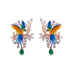 C.Krishniah Chetty 18k Gold & Diamond with Gemstones Drop Earrings for Women-20