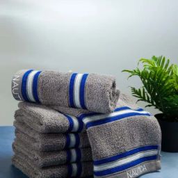 Nautica Vintage Crew Stripe Grey Cotton 500 GSM Super Soft Zero Twist Hand Towel - Set of 6-14