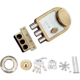 Atom Stainless Steel, Iron, Brass Gold Matte Finish Deadbolt Lock, DL-TRIBOLT-OSK-BA-30