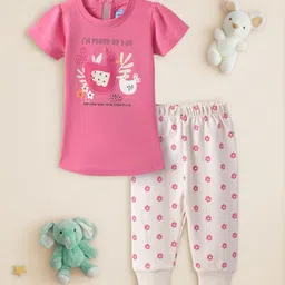 Nauti Nati Infants Girls Printed Pure Cotton Top With Joggers-image-69