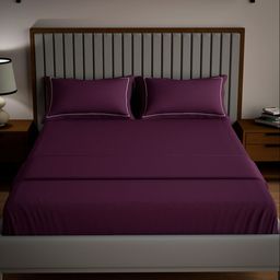 Mulberry Living serenity solids Maroon Cotton 250 TC King Bedsheet Set 2.74 m x 2.74 m-image-93