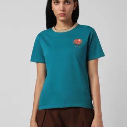 Van Heusen Teal Blue Cotton Printed T-Shirt-image-14