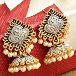 Karatcart Grey Jhumki Earrings for Women-image-11