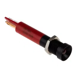 RS PRO Red Panel Mount Indicator 12V DC, Mounting Hole Size 8 mm, Termination Type Solder Tab, Model No 207494-43