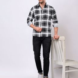 Erenchino Comfort Fit Tartan Checked Spread Collar Cotton Casual Shirt-image-87