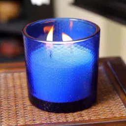 HOSLEY Blue Glass Candle-picture-18