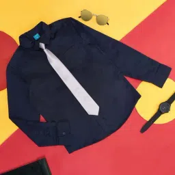 YU by Pantaloons Kids Navy Cotton Regular Fit Full Sleeves Shirt-image-99