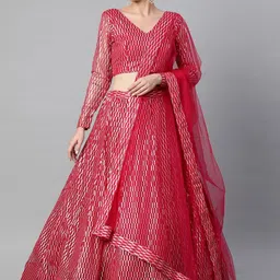 FABPIXEL Embroidered Sequinned Semi-Stitched Lehenga & Unstitched Blouse With Dupatta image 1