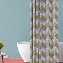 ArtzFolio Grey & Gold Toned Geometric Printed Waterproof Shower Curtain-21