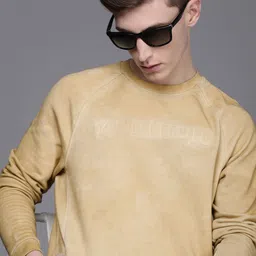 Voi Jeans Men Camel Brown Embroidered Tie & Dye Cotton Sweatshirt-picture-22