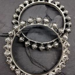 Fida Silver-Plated Oxidised Bangles for Women - Set of 2-image-54