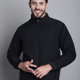 Cantabil Black & Grey Regular Fit Reversible Jacket-image-94