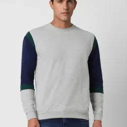 Peter England Jeans Grey Slim Fit Colour Block Sweatshirt-picture-24
