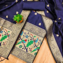 Panzora Ethnic Motifs Woven Design Unstitched Dress Material-image-47