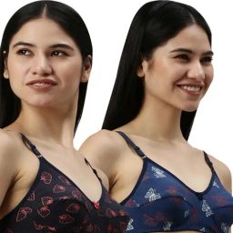 Kryptic Blue Cotton Printed Medium Coverage Bralette Bra (Pack Of 2)-picture-19