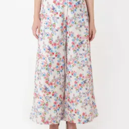 Zink London White Floral Print Trousers-image-19