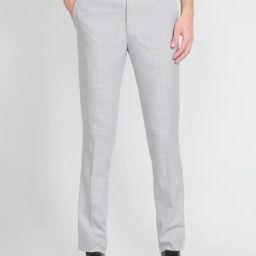 Arrow Grey Regular Fit Self Pattern Trousers-picture-38