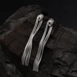 Reenisaa Silver Plated Contemporary shape Drop Earrings-52