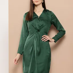 Chemistry Satin Finish Twisted A-Line Dress-image-3
