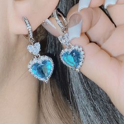Jewels Galaxy Silver-Plated American Diamond Studded Heart Shaped Drop Earrings-0
