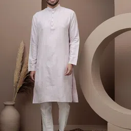 Dulha Ghar Men Solid Embroidered Kurta with Trousers-picture-7