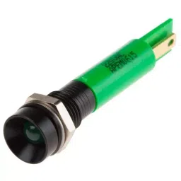 RS PRO Green Panel Mount Indicator 220V AC, Mounting Hole Size 8 mm, IP Rating IP67, Model No 8462881-1
