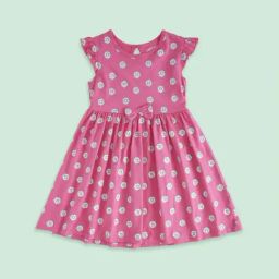 Pantaloons Junior Pink Cotton Floral Print Dress-picture-14