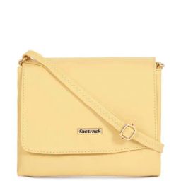 Fastrack Pastel Yellow Solid Sling Bag For Women-image-1