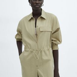 MANGO Cotton Shirt Style Jumpsuit-39