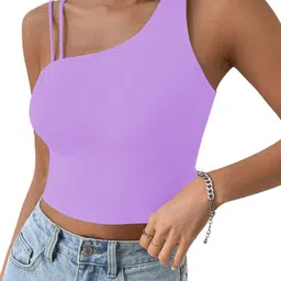 classy fashion One Shoulder Cotton Crop Top-40