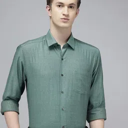 Arrow Pure Cotton Self Design Textured Manhattan Slim Fit Opaque Formal Shirt-picture-25