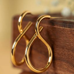 Rukhmani Gold Plated Contemporary Shaped Drop Earrings-image-44