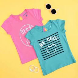 Pantaloons Junior Blue & Pink Cotton Printed T-Shirts-image-85