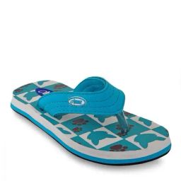 Beanz Kids Splash Cat Teal Blue & White Flip Flops-image-45