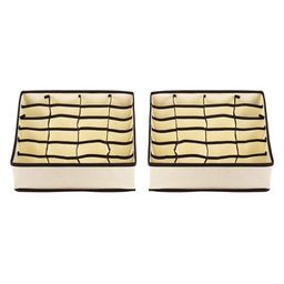 House of Quirk 2 Pack Closet Socks Organizer Drawer Divider 24 Cell Collapsible Closet Cabinet Organizer  - Beige-13