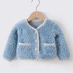 Kookie Kids Full Baggy Sleeves Sweat Jacket with Cable Knit Design - Blue-picture-15