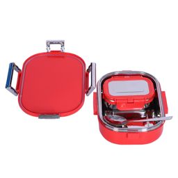 Jaypee Stainless Steel Insulated Airtight Snapsteel Leak Resistant Lunch Box with Spoon for School Kids , 650 ml , Red-image-47