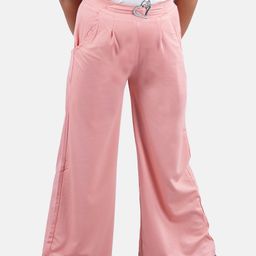 Kiddopanti Solid Flared Pant - Peach-image-86